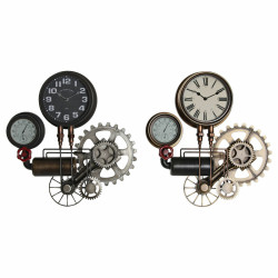 Wall Clock DKD Home Decor 54 x 9 x 56 cm Red Black Grey Golden Iron Vintage (2 Units)