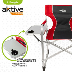 Foldable Camping Chair Aktive Grey Red 61 x 92 x 52 cm (2 Units)