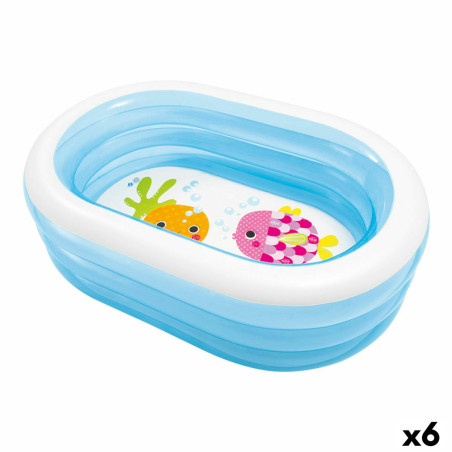 Inflatable Paddling Pool for Children Intex Oval Blue White 230 L 163 x 46 x 107 cm (6 Units)