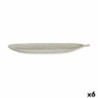 Tray White MDF Wood Leaf of a plant 59,5 x 3 x 21,6 cm Decoration (6 Units)