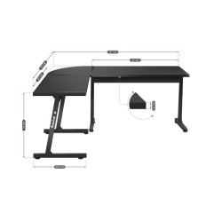 Desk Huzaro HZ-Hero 6.0 Black Steel Carbon fibre 178 x 4 x 112 cm