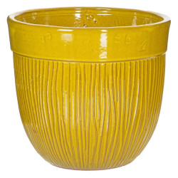 Set of Planters 38 x 38 x 35 cm Ceramic Yellow (3 Pieces)