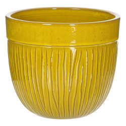 Set of Planters 38 x 38 x 35 cm Ceramic Yellow (3 Pieces)