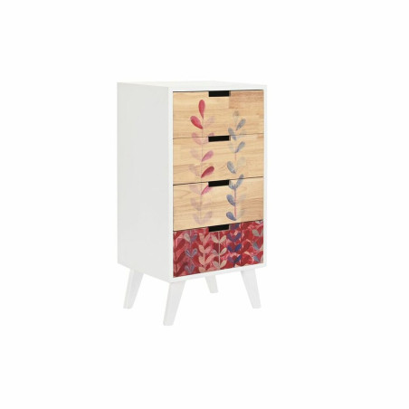 Chest of drawers DKD Home Decor Natural Rubber wood White Maroon Paolownia wood (40 x 30 x 78 cm)