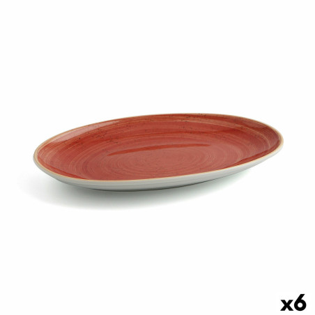 Serving Platter Ariane Terra Oval Ceramic Red (Ø 32 cm) (6 Units)