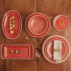 Serving Platter Ariane Terra Oval Ceramic Red (Ø 32 cm) (6 Units)