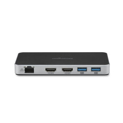 USB Hub Kensington Replicador móvil 4K dual USB-C sin controladores UH1460P con alimentación pass-through de 85 W Black/Silver