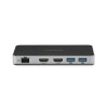 USB Hub Kensington Replicador móvil 4K dual USB-C sin controladores UH1460P con alimentación pass-through de 85 W Black/Silver