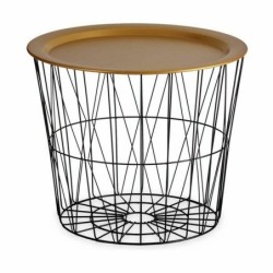 Side table Black Golden Metal 52 x 40 x 52 cm (4 Units)