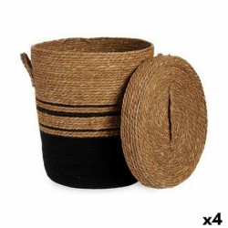 Basket Brown Black Marine algae 44 x 48 x 44 cm (4 Units)