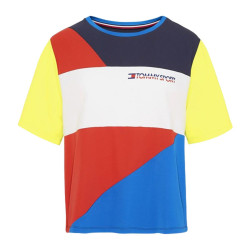 Women’s Short Sleeve T-Shirt Tommy Hilfiger Colour-Blocked Blue