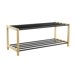 Shoe Rack Home ESPRIT Black Steel Pinewood 80 x 31 x 32 cm