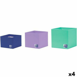 Set of Stackable Organising Boxes Oxford Cardboard (4 Units) 3 Pieces