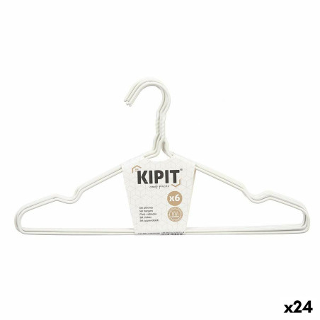 Set of Clothes Hangers White Metal Silicone 39,5 x 20 x 0,5 cm (24 Units)