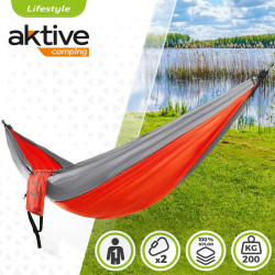 Hanging Hammock Aktive Red Grey 300 x 0,5 x 140 cm (4 Units)