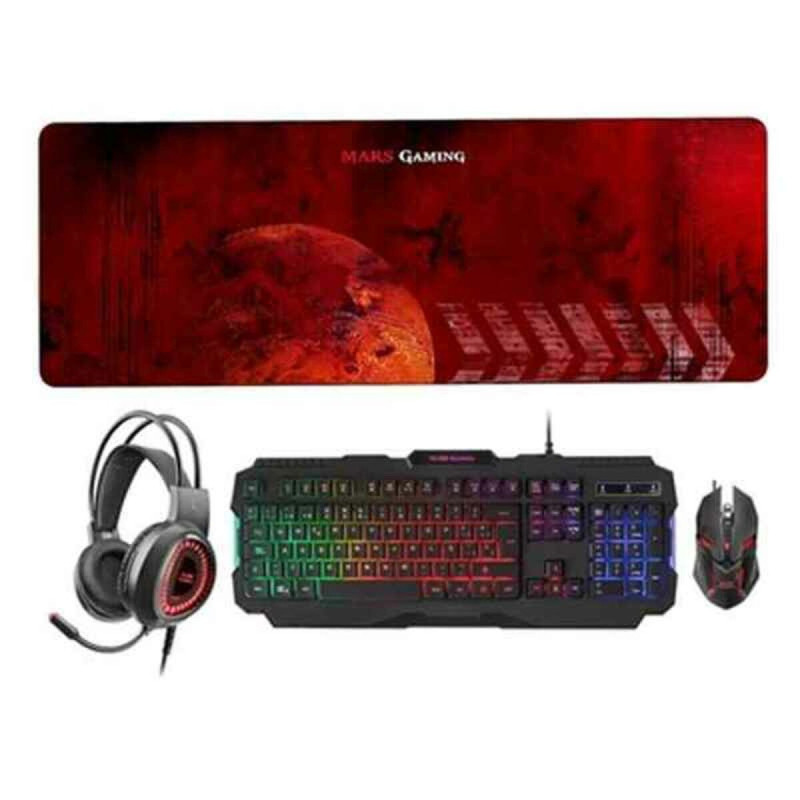 Keyboard and Mouse Mars Gaming MCPRGB2ES Black Spanish Qwerty (ES)