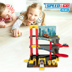 Car park with Cars Speed & Go 37 x 29 x 25 cm (4 Units)