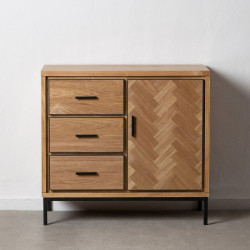 Hall Table with Drawers SPIKE 91 x 40 x 84,5 cm Natural Metal Wood