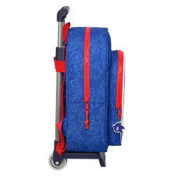 School Rucksack with Wheels Sonic Let's roll Navy Blue 26 x 34 x 11 cm