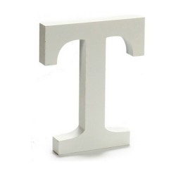 Letter T Wood White (1,8 x 21 x 17 cm) (12 Units)