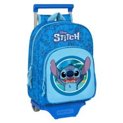 School Rucksack with Wheels Stitch Blue 26 x 34 x 11 cm