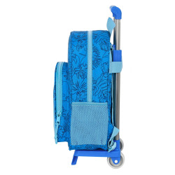 School Rucksack with Wheels Stitch Blue 26 x 34 x 11 cm