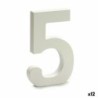 Number 5 Wood White (1,8 x 21 x 17 cm) (12 Units)