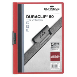 Document Folder Durable Duraclip 60 Red Transparent A4 25 Pieces