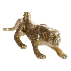 Candle Holder DKD Home Decor Blue Golden Resin Aluminium Leopard Tropical Candle Holder 29,5 x 7,5 x 11 cm