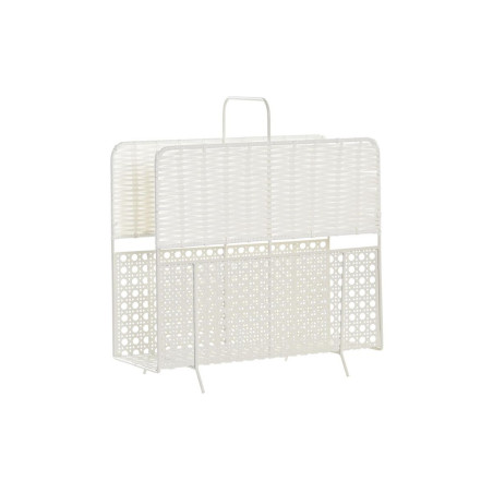 Magazine rack DKD Home Decor Natural Metal White wicker (36,5 x 15 x 41 cm)