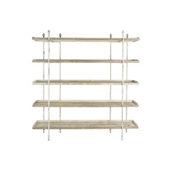 Shelves DKD Home Decor White Natural Metal Fir Fir wood 40 % Metal 190 x 40 x 200 cm