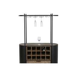 Bottle rack Home ESPRIT Black Natural Metal Fir 90 x 36 x 150 cm