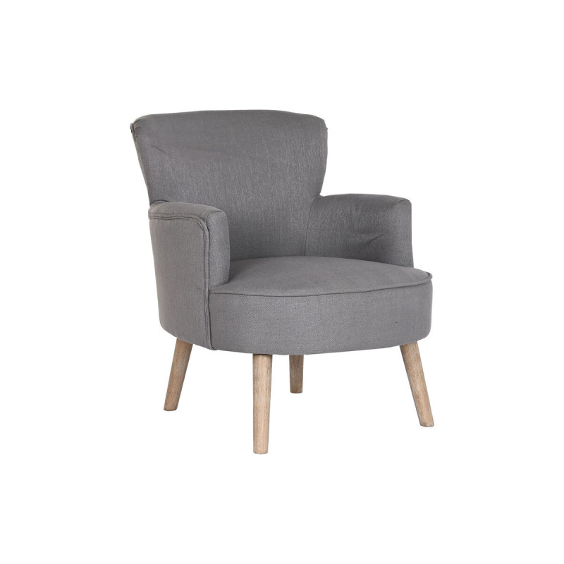 Armchair DKD Home Decor Fir Polyester Dark grey (66 x 70 x 88 cm)