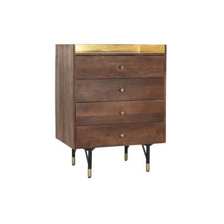 Chest of drawers DKD Home Decor Black Golden Metal Dark brown Mango wood Modern (70 x 45 x 92 cm)