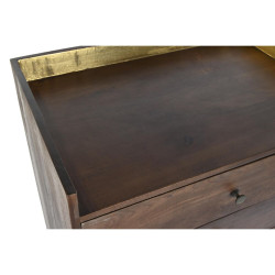 Chest of drawers DKD Home Decor Black Golden Metal Dark brown Mango wood Modern (70 x 45 x 92 cm)