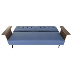 Sofabed DKD Home Decor Black Blue Metal Brown Polyester Eucalyptus wood (203 x 87 x 81 cm)