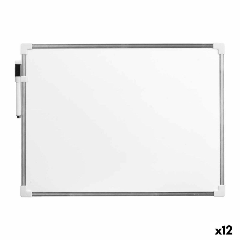 Magnetic Board with Marker White Aluminium 30 x 40 cm (12 Units)