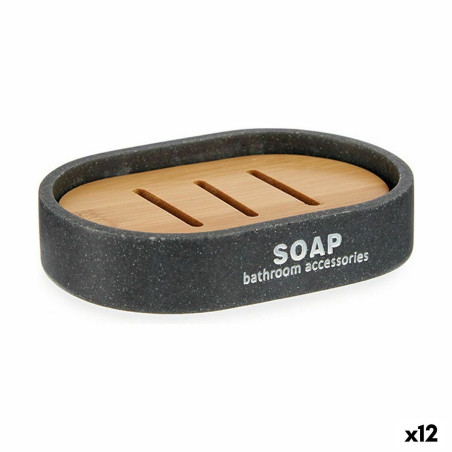 Soap dish Brown Grey Resin 8 x 2,5 x 12,5 cm (12 Units)