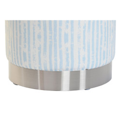 Footrest DKD Home Decor Blue White Metal Stripes Mediterranean 34 x 34 x 40 cm