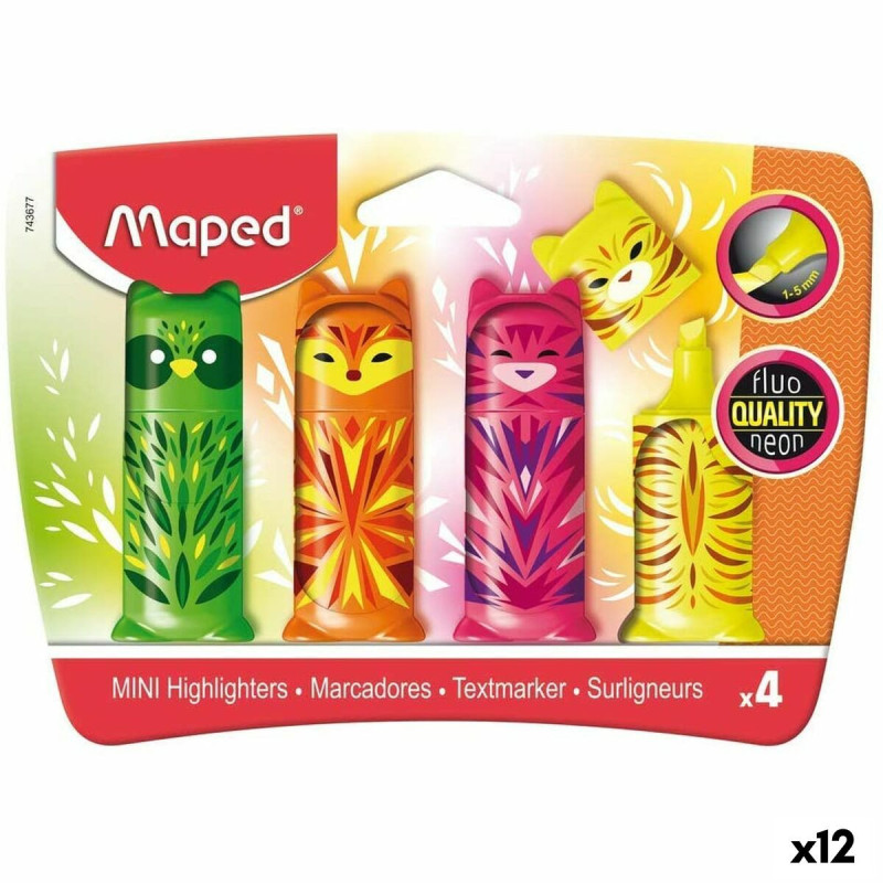 Fluorescent Marker Set Maped Multicolour 4 Pieces (12 Units)