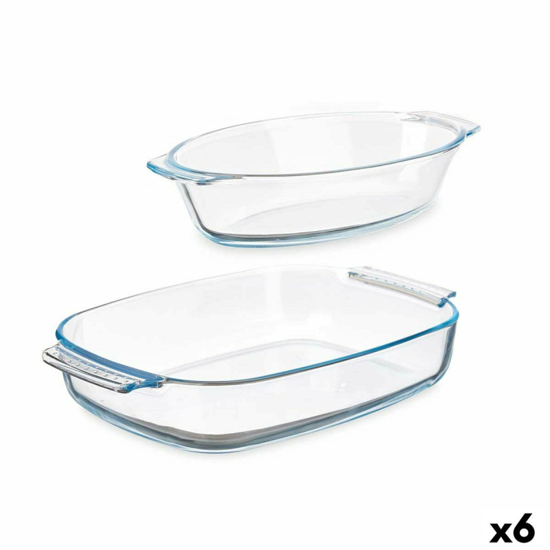 Set of trays Transparent Borosilicate Glass 700 ml 2 L (6 Units)