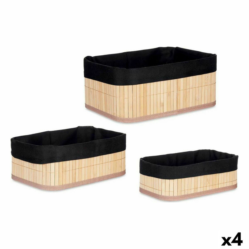 Organisers Set Black Natural Bamboo 31 x 12 x 21 cm (4 Units)