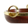 Salad Bowl Home ESPRIT Brown Golden Aluminium Acacia 28 x 26 x 12 cm