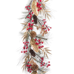 Christmas garland Multicolour Golden Plastic Pineapples 180 cm