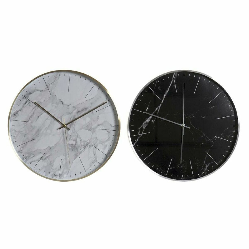 Wall Clock DKD Home Decor Black 40 x 5 x 40 cm Aluminium White Modern (2 Units)