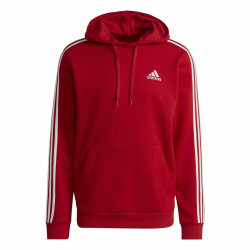 Men’s Hoodie Adidas Essentials Fleece 3 Stripes Red