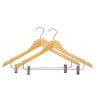 Set of Clothes Hangers Clamps Brown Silver Wood Metal 44,5 x 1,5 x 24,5 cm (24 Units)