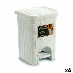 Pedal bin Stefanplast Elegance White Black Plastic 6 L 20,5 x 27,5 x 20,5 cm (6 Units)