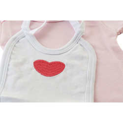 Set of clothes DKD Home Decor White Pink (2 Units) Cotton 0-6 Months