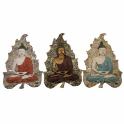 Wall Decoration DKD Home Decor Blue Red Golden Buddha Oriental 19 x 3,1 x 26,5 cm (3 Pieces)